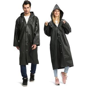 Opret 2-Pack Adult Reusable Raincoats – Waterproof EVA Ponchos (Black)